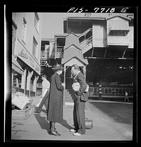 [Untitled photo, possibly related to: New York, New York. 94th Street station of the Third Avenue elevated railway at 8 a.m.]. Sourced from the Library of Congress.