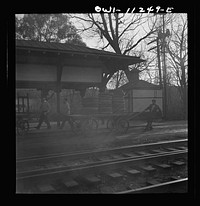 [Untitled photo, possibly related to: Lititz, Pennsylvania. When all tires above five per car were called in, they were deposited with the station master and shipped to Harrisburg by train]. Sourced from the Library of Congress.