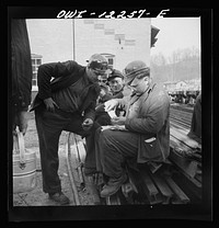 [Untitled photo, possibly related to: Pittsburgh, Pennsylvania (vicinity). Montour no. 4 mine of the Pittsburgh Coal Company. Mine foreman waiting for the afternoon shift]. Sourced from the Library of Congress.