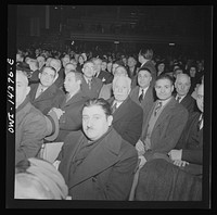[Untitled photo, possibly related to: New York, New York. Mourners at the funeral of Carlo Tresca, the Italian anarchist publisher of Il Martello, who was murdered on Fifth Avenue. The funeral was held in Manhattan Center and was attended by over 5000 anti-facists]. Sourced from the Library of Congress.