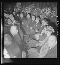 New York, New York. Prominent anti-fascist Italo-Americans made speeches, and sat on the stage in Manhattan Center at the funeral of Carlo Tresca, the Italian anarchist publisher of Il Martello, who was murdered on Fifth Avenue. Sourced from the Library of Congress.