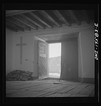 [Untitled photo, possibly related to: Trampas, New Mexico. People leaving the church after the service]. Sourced from the Library of Congress.
