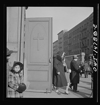 New York, New York. Italian-Americans leaving Saint Patrick's church on Mulberry Street on Sunday morning. Sourced from the Library of Congress.