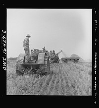 [Untitled photo, possibly related to: Jackson, Michigan. Tractor which runs a threshing machine]. Sourced from the Library of Congress.