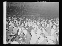 Detroit, Michigan. Audience at an entertainment at a scrap salvage rally sponsored by the Work Projects Administration (WPA) at the state fairgrounds. Sourced from the Library of Congress.