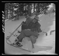 [Untitled photo, possibly related to: U.S. forest rangers going to measure the snow course in the Sangre de Cristo mountains above Penasco, New Mexico]. Sourced from the Library of Congress.