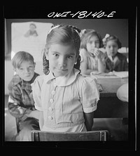 Questa, New Mexico. Spanish-American girl who is in the first grade in school. Sourced from the Library of Congress.