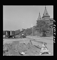 Washington, D.C. Preparing the ground for the construction of emergency buildings on Independence Avenue. Sourced from the Library of Congress.