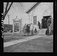 [Untitled photo, possibly related to: Washington, D.C. People leaving the First Wesleyan Methodist church after services]. Sourced from the Library of Congress.