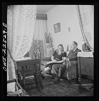 [Untitled photo, possibly related to: Philadelphia, Pennsylvania. Swedish-American foreman with the SKF roller bearing factory with his wife at home]. Sourced from the Library of Congress.