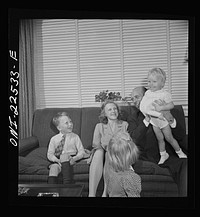 Philadelphia, Pennsylvania. Swedish-American vice president of the SKF roller bearing factory with his family. His wife is the daughter of the Swedish minister to the United Nations. Sourced from the Library of Congress.