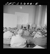 [Untitled photo, possibly related to: Charlottesville, Virginia. Officers listening to a lecture in the School of Military Government at the University of Virginia]. Sourced from the Library of Congress.