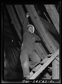 Richmond, California. Permanente Metals Corporation, shipbuilding division, yard number two. Pietro Cressano worked at the yard for seven months, and was in building construction work before that. He was born in America but both parents were born in Italy. Sourced from the Library of Congress.