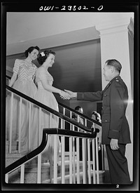 [Untitled photo, possibly related to: All nursing and no play might make Frances Bullock (center) a dull girl! To preclude such a possibility, Army nurses hold dances in the nurses' home]. Sourced from the Library of Congress.