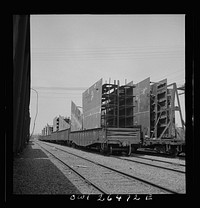 Bethlehem-Fairfield shipyards, Baltimore, Maryland. Steel section on a freight car. Sourced from the Library of Congress.