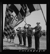 Pimlico racetrack, near Baltimore, Maryland. Maryland home guard flag bearers. Sourced from the Library of Congress.