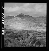 [Untitled photo, possibly related to: Morenci, Arizona. An open-pit copper mine of the Phelps Dodge mining corporation]. Sourced from the Library of Congress.