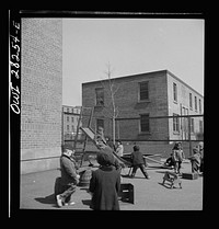 [Untitled photo, possibly related to: Buffalo, New York. Lakeview nursery school for children of working mothers, operated by the Board of Education at a tuition fee of three dollars weekly. Playing in the well-equipped yard]. Sourced from the Library of Congress.