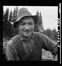 Spring pulpwood drive on the Brown Company timber holdings in Maine. French Canadian woodsman. Sourced from the Library of Congress.