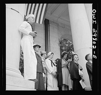 Arlington Cemetery, Arlington, Virginia. Spectators at the Memorial Day services in the amphitheater. Sourced from the Library of Congress.