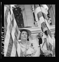 Arlington Cemetery, Arlington, Virginia. American Legion color bearer at the Memorial Day services in the amphitheater. Sourced from the Library of Congress.