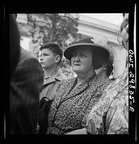 Arlington Cemetery, Arlington, Virginia. A woman watching Colonel Hammond lay the President's wreath on the Tomb of the Unknown Soldier during the Memorial Day services. Sourced from the Library of Congress.