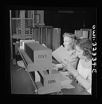 Washington, D.C. Miss Louis Crist and Medora Corrick working in the routing center at the Western Union telegraph office. Sourced from the Library of Congress.
