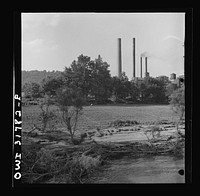 Cincinnati (vicinity), Ohio. Landscape as seen from the towboat Ernest T. Weir going down the Ohio River. Sourced from the Library of Congress.