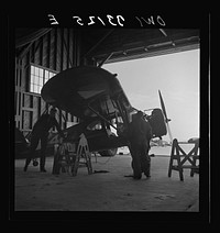 [Untitled photo, possibly related to: Bar Harbor, Maine. Civil Air Patrol base headquarters of coastal patrol no. 20. The hangar]. Sourced from the Library of Congress.