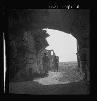 Officers of the 57th Fighter Group visiting Roman ruins in Tunisia. Sourced from the Library of Congress.