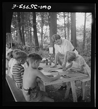 Middle River, a small crossroads in the vicinity of Baltimore, Maryland. FSA (Farm Security Administration) housing project (later administered by the National Housing Agency) for Glenn L. Martin aircraft workers. Children attending Bible class. Sourced from the Library of Congress.
