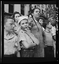 Washington, D.C. Spectators at the parade to recruit civilian defense volunteers. Sourced from the Library of Congress.