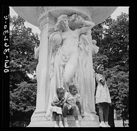 Washington, D.C. Children playing in a fountain in Dupont Circle. Sourced from the Library of Congress.