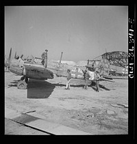 [Untitled photo, possibly related to: Tunis, Tunisia. Wrecked German planes at El Aouiana airport]. Sourced from the Library of Congress.