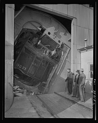 Magna, Utah. A rotary car dumper discharging copper ore at the mill. Sourced from the Library of Congress.