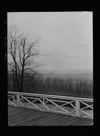 Monticello, the home of Thomas Jefferson, near Charlottesville, Virginia. View from the porch, looking toward Charlottesville. Sourced from the Library of Congress.