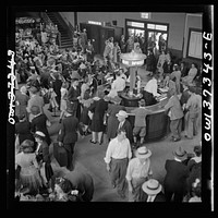 Pittsburgh, Pennsylvania. The waiting room at the Greyhound bus terminal. Sourced from the Library of Congress.