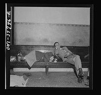 Indianapolis, Indiana. The waiting room of the Greyhound bus terminal at 5:30 a.m.. Sourced from the Library of Congress.