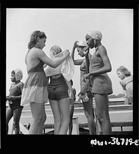 Haverstraw, New York. Interracial activities at Camp Christmas Seals, where children are aided by the Methodist Camp Service. The end of a swimming period. Sourced from the Library of Congress.