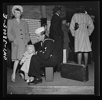 A Greyhound bus trip from Louisville, Kentucky, to Memphis, Tennessee, and the terminals. Waiting for a bus. Memphis station. Sourced from the Library of Congress.