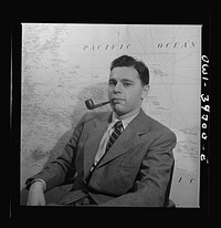 Herbert Dinerstein, junior regional analyst for northeast Asia. Far East Section, Overseas Branch, Office of War Information. Sourced from the Library of Congress.