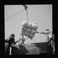 Messina, Sicily. Unloading American white flour from an Italian schooner to help relieve the shortage here. Sourced from the Library of Congress.