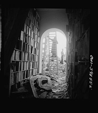 The 2,000-year-old Sicilian state library, parts of which was badly bombed. (Sicily). Sourced from the Library of Congress.