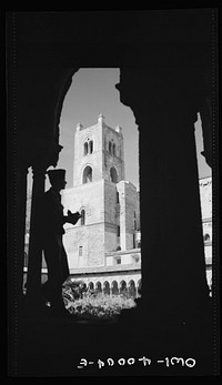 Palermo, Sicily. An American soldier viewing the ancient grandeur of Monreale Cathedral. Sourced from the Library of Congress.
