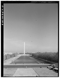 [Untitled photo, possibly related to: Washington, D.C. The Mall, looking east from the steps of the Lincoln Memorial]. Sourced from the Library of Congress.