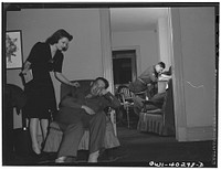 Washington, D.C. Servicemen who sleep in the lounge at the United Nations service center between trains can have an attendant wake them at a specific time. Sourced from the Library of Congress.