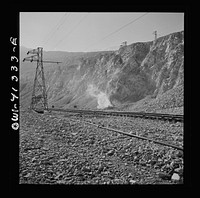 Bingham Canyon, Utah. Blasting at an open-pit mine of the Utah Copper Company. Sourced from the Library of Congress.