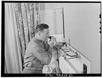 Washington, D.C. The officers' dressing room at the United Nations service center where officers may shave and clean up without engaging a hotel room. Sourced from the Library of Congress.