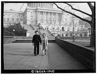 Washington, D.C. Hugh and Lynn Massman sightseeing on their first day in Washington. Their baby is being taken care of in the nursery at the United Nations Service Center. Sourced from the Library of Congress.