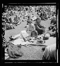 Bethlehem, Pennsylvania. Bach festival. On the lawn during the afternoon performance of the Bach choir at Parker memorial chapel at Lehigh University. Sourced from the Library of Congress.